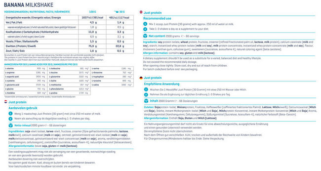 Just Protein Nutritional Information 1