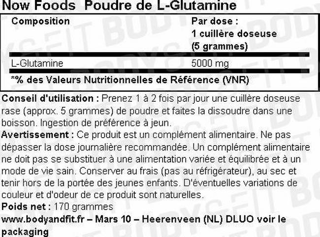 L-Glutamine en poudre Nutritional Information 1