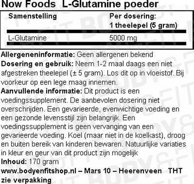L-Glutamine Powder Nutritional Information 1
