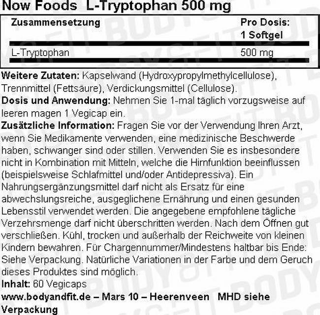 L-Tryptophan Nutritional Information 1