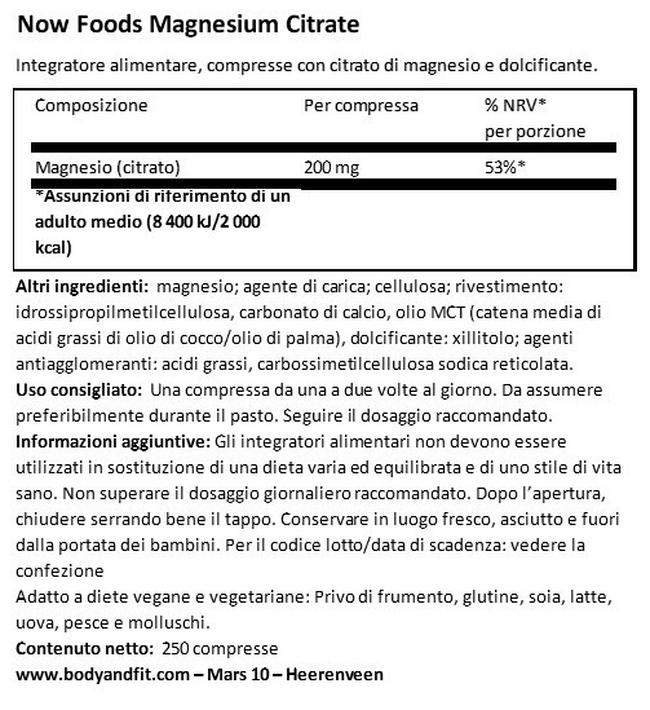 Magnesio Citrato Nutritional Information 1