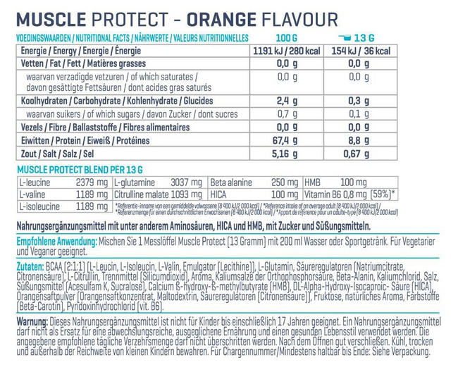 Muscle Protect Nutritional Information 1