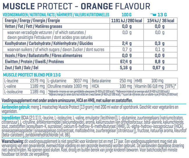 Muscle Protect Nutritional Information 1