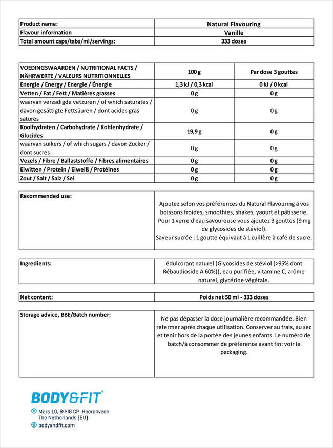 Natural Flavouring Nutritional Information 1