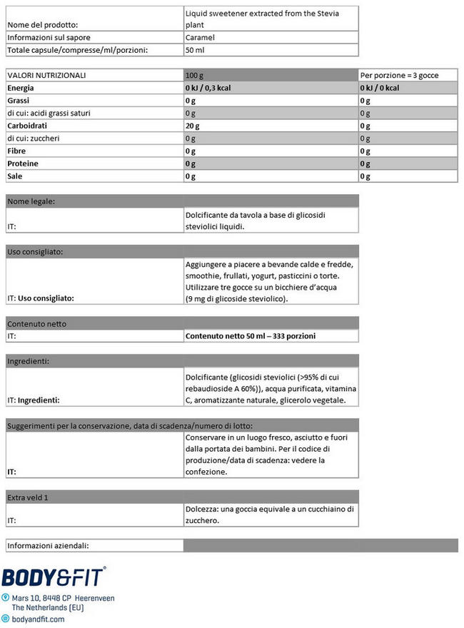 Aromi Naturali Nutritional Information 1