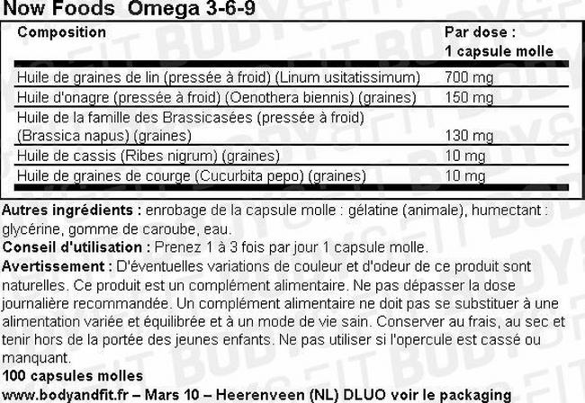 Capsules molles Omega 3-6-9 Nutritional Information 1