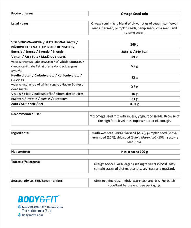 Omega Seed Mix Nutritional Information 1