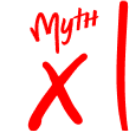 Myth written in red handwriting with an X next to it