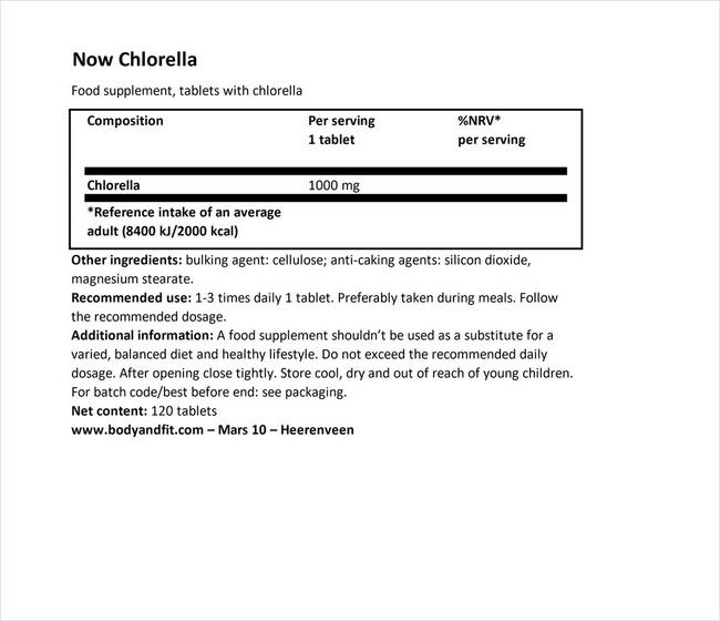 クロレラ Nutritional Information 1