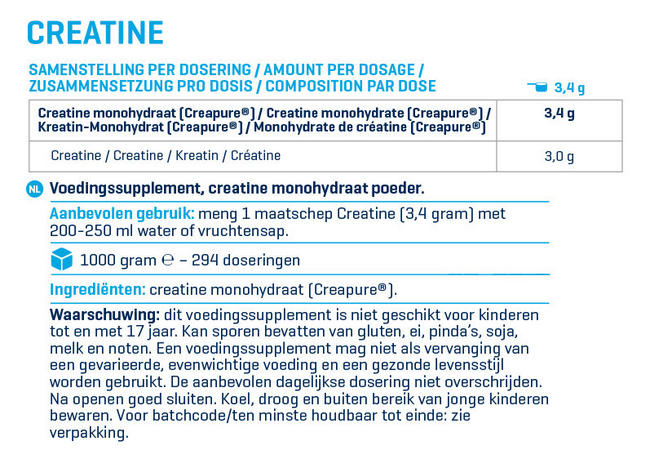 Creatine - Creapure® (best creatine worldwide) Nutritional Information 1