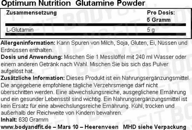 Glutamine Powder Nutritional Information 1