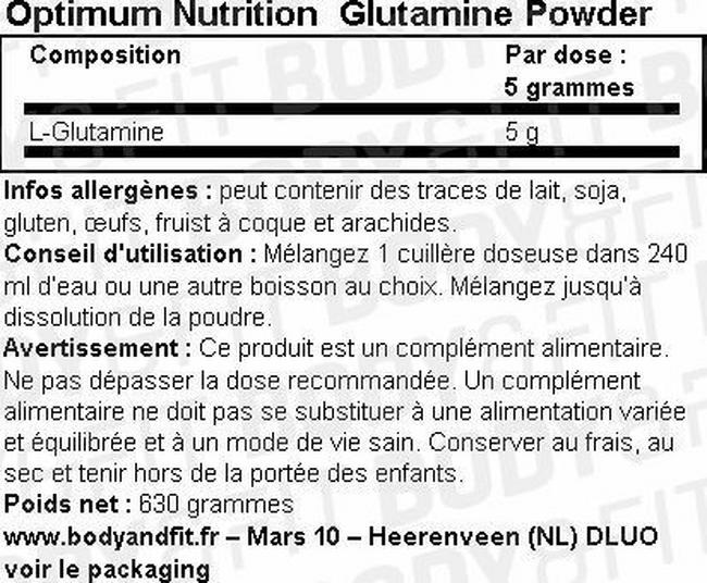 Glutamine Powder Nutritional Information 1