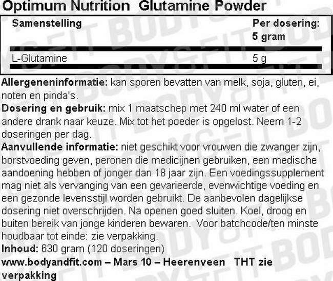 Glutamine Powder Nutritional Information 1