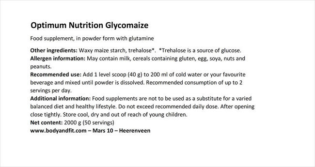 グリコメイズ Nutritional Information 1