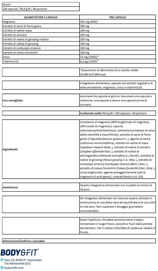 Grow! Nutritional Information 1