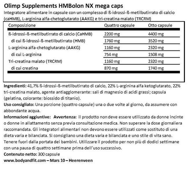 HMBolon NX Nutritional Information 1