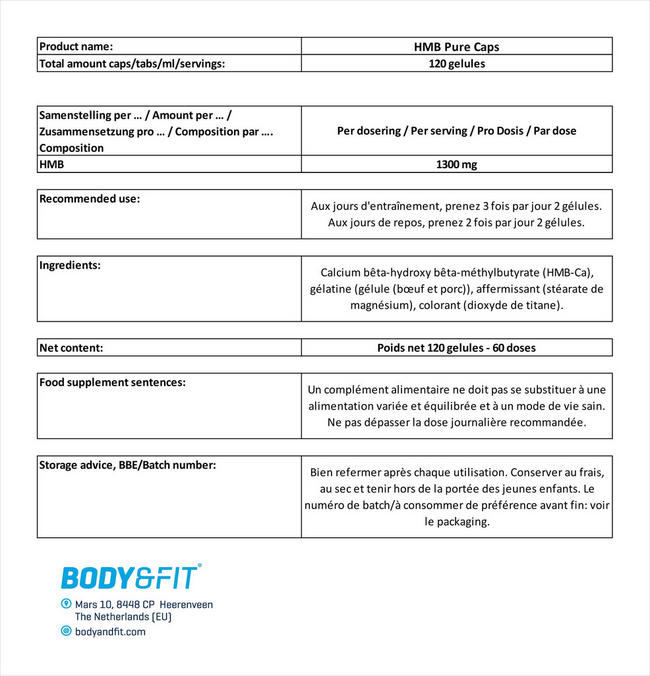 HMB Nutritional Information 1