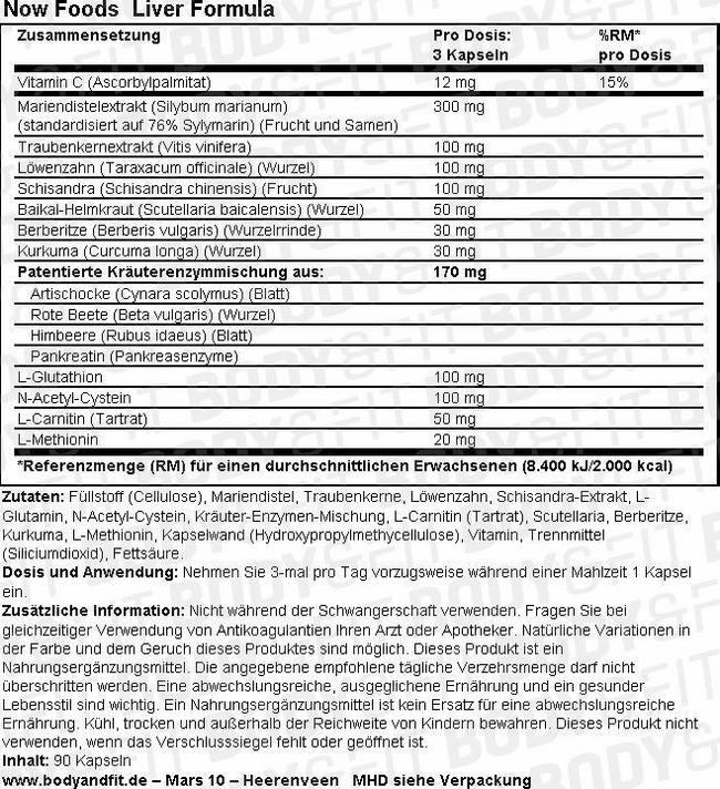 Liver Formula Nutritional Information 1
