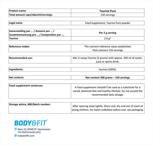 Taurine Nutritional Information 1