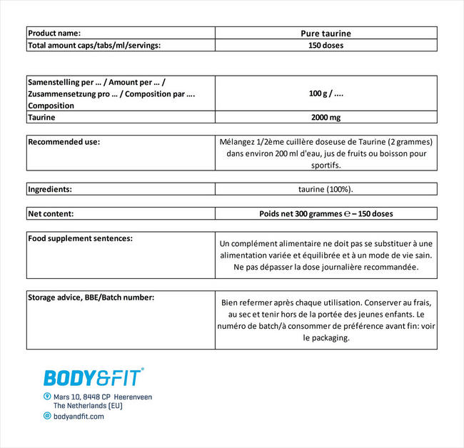 Taurine Nutritional Information 1