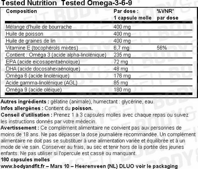 Tested Omega-3-6-9 Nutritional Information 1