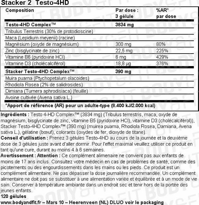 Testo-4HD Nutritional Information 1