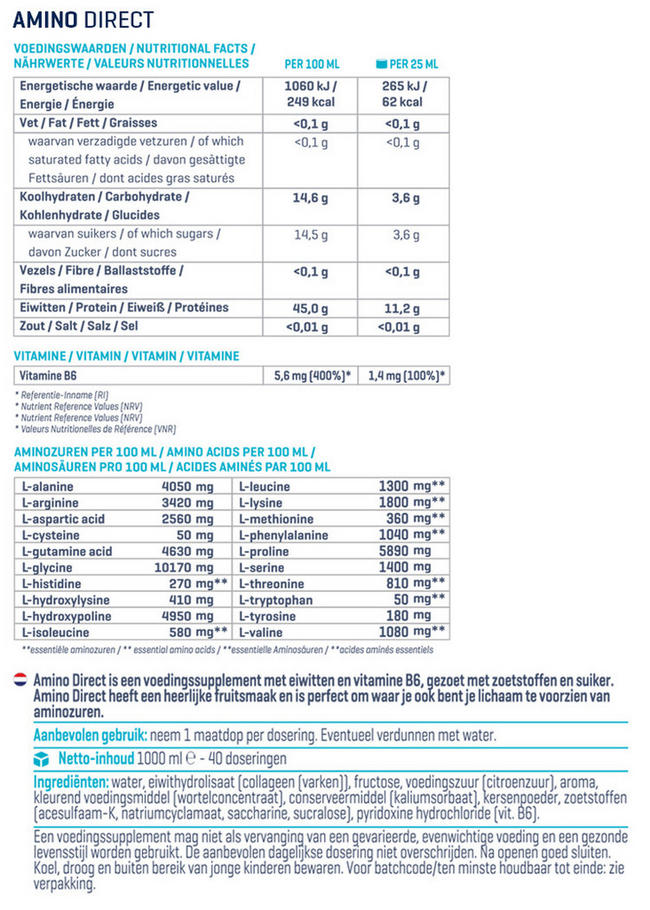 Amino Direct Nutritional Information 1