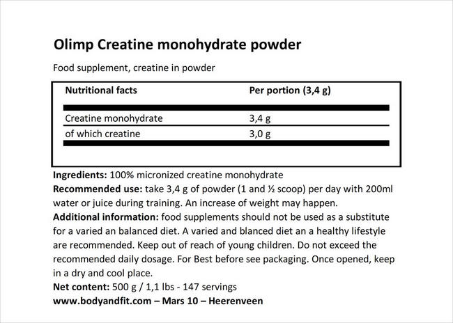Creapure® Creatine Nutritional Information 1