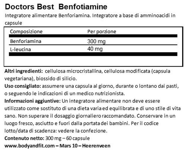 Benfotiamine Nutritional Information 1
