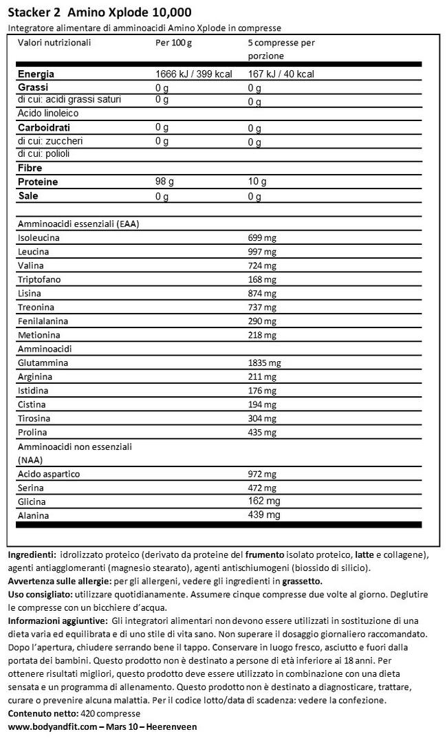 Amino Xplode 10,000 Nutritional Information 1