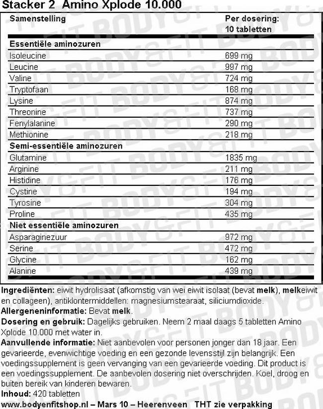 Amino Xplode 10,000 Nutritional Information 1