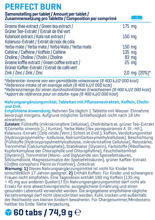 Perfect Burn Nutritional Information 1