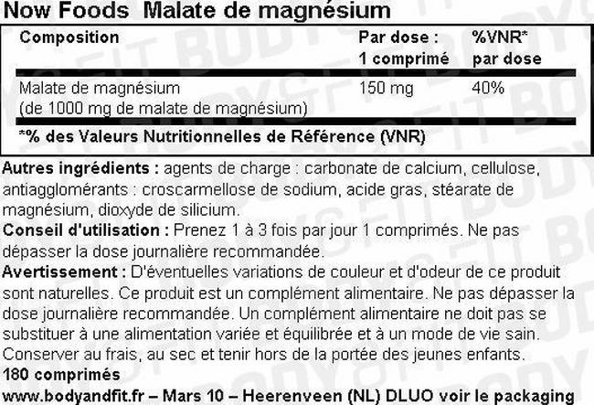 Malate de magnésium Nutritional Information 1