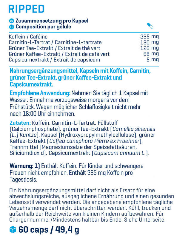 Ripped! Nutritional Information 1