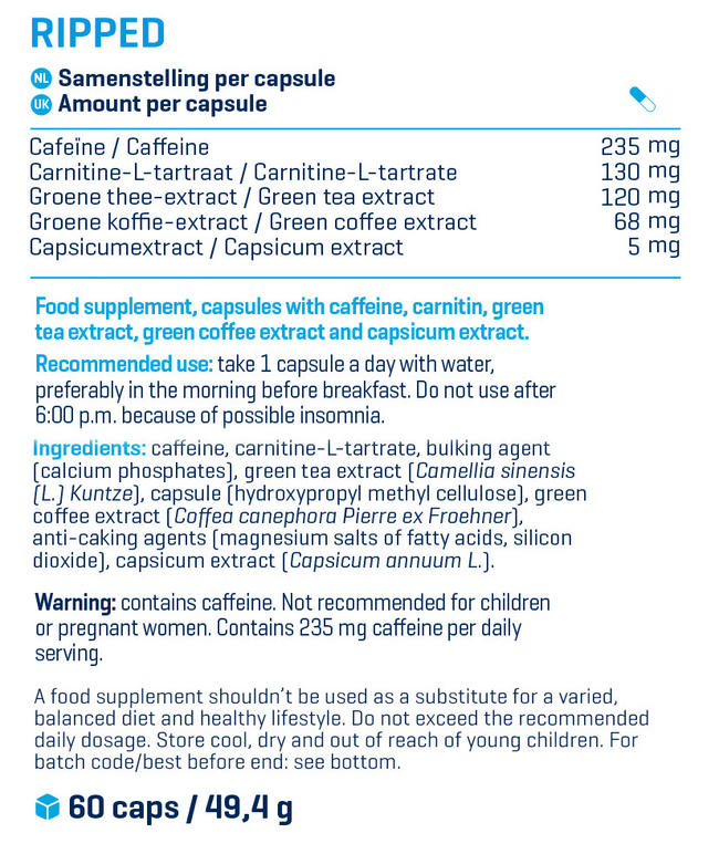 Ripped! Nutritional Information 1