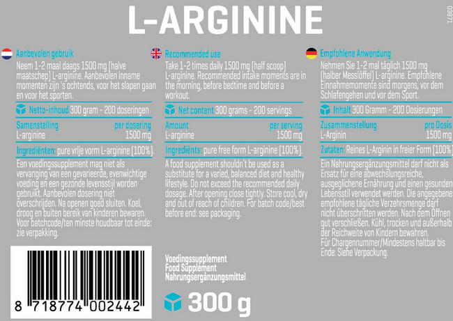 L-Arginine Poeder Nutritional Information 1