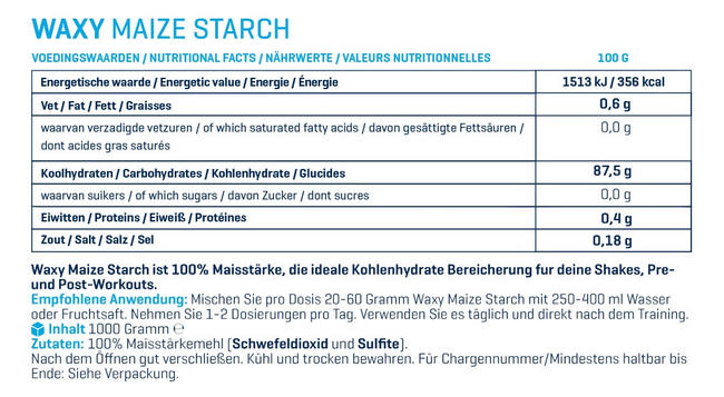 Waxy Maize Starch Nutritional Information 1