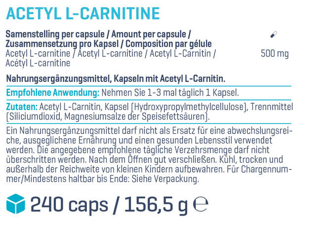 Acetyl L-Carnitin Nutritional Information 1