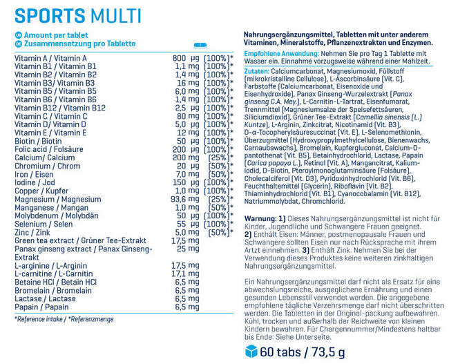 Sports Multi Nutritional Information 1
