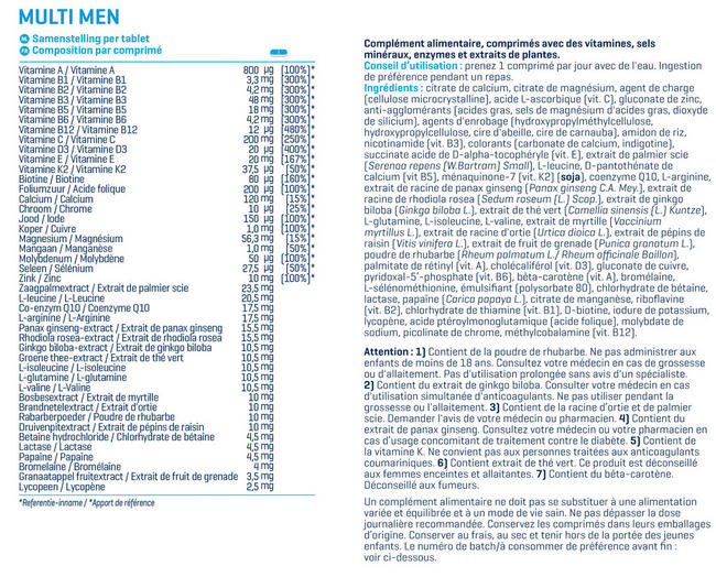 Multi Men Nutritional Information 1