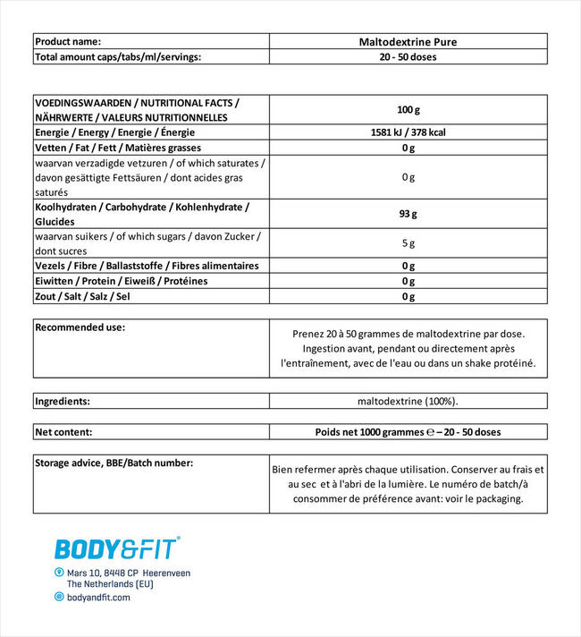 Maltodextrine Pure Maltodextrin Nutritional Information 1