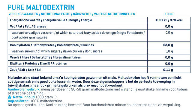 Maltodextrine Pure Nutritional Information 1