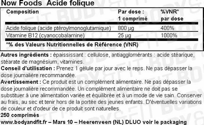 Acide folique Nutritional Information 1