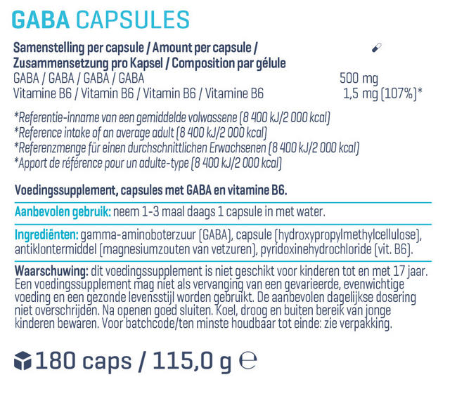GABA Capsules Nutritional Information 1