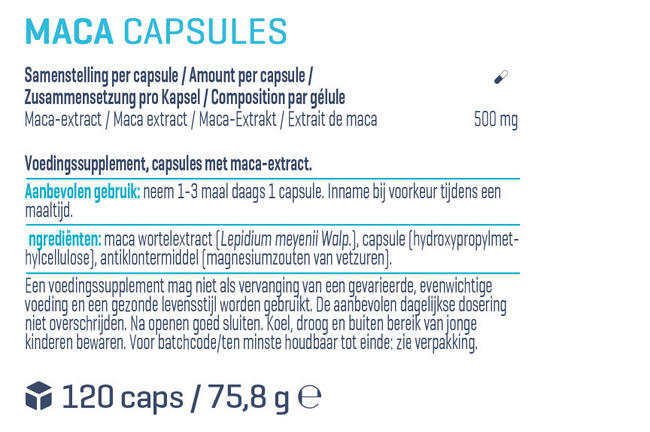 Maca Capsules Nutritional Information 1