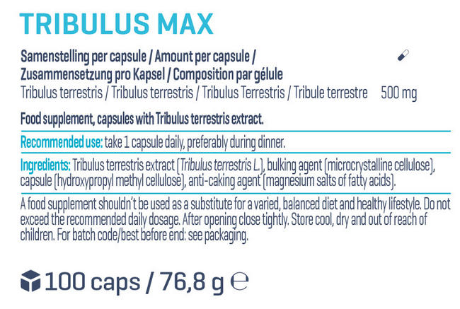 Tribulus Max Nutritional Information 1