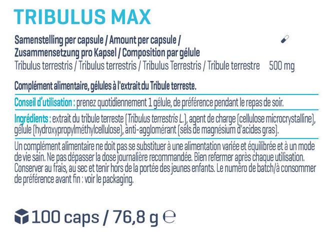 Tribulus Max Nutritional Information 1