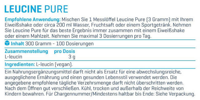 Leucin Pulver Nutritional Information 1