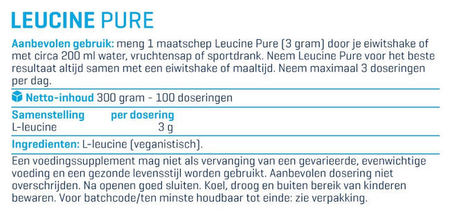 Leucine Pure Nutritional Information 1