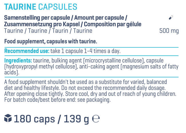 Taurine Capsules Nutritional Information 1